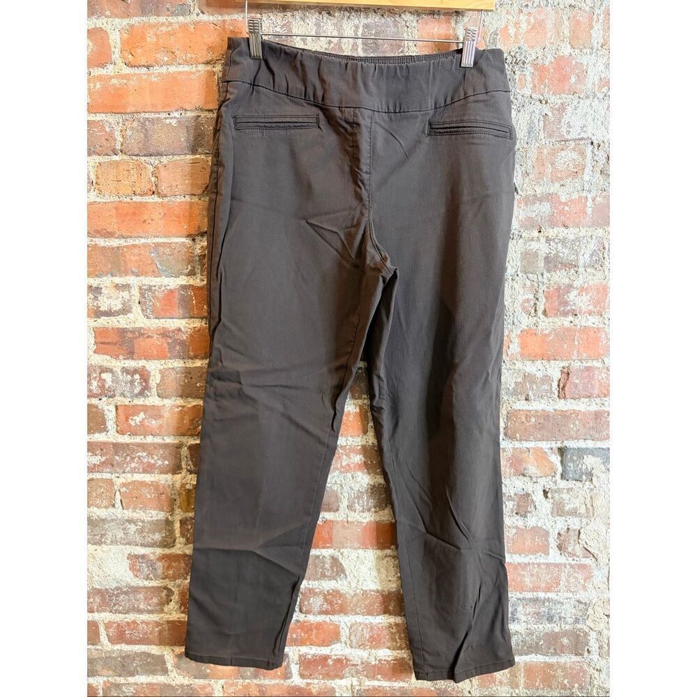 WESTBOUND • Brown Smooth Stretchy Denim-esque Cropped Tapered Leg Chino Slacks •